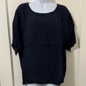 Eileen Fisher Linen Plaid Top